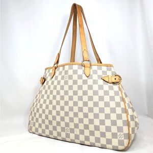 Louis Vuitton Checkered Tote - Tan and Cream